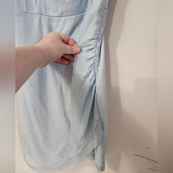 Princess Polly Prom/formal Blue Shimmer Mini Dress With Spaghetti Straps! - Picture 2 of 8